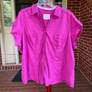 Sonoma Fuschia Blouse 98% Cotton Size 3X